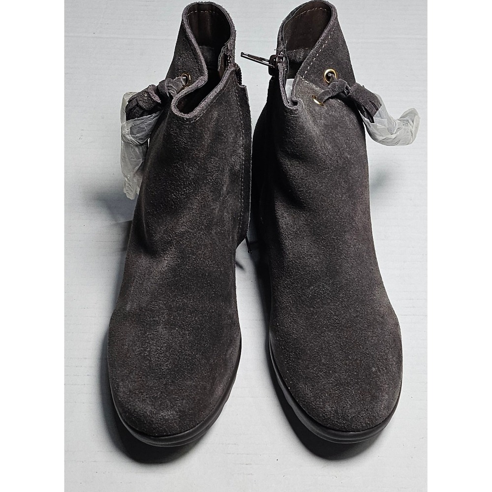 Vaneli Sport Dommie Brown Suede Ankle Boots Side Zip Wedge Booties Womens 8M